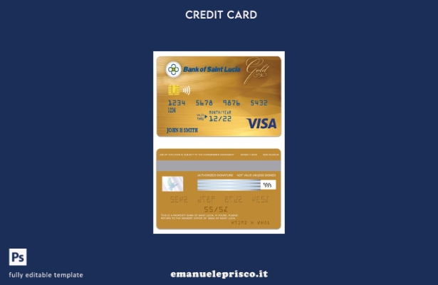 stile verificato Modello di carta Visa Gold della Banca di Santa Lucia